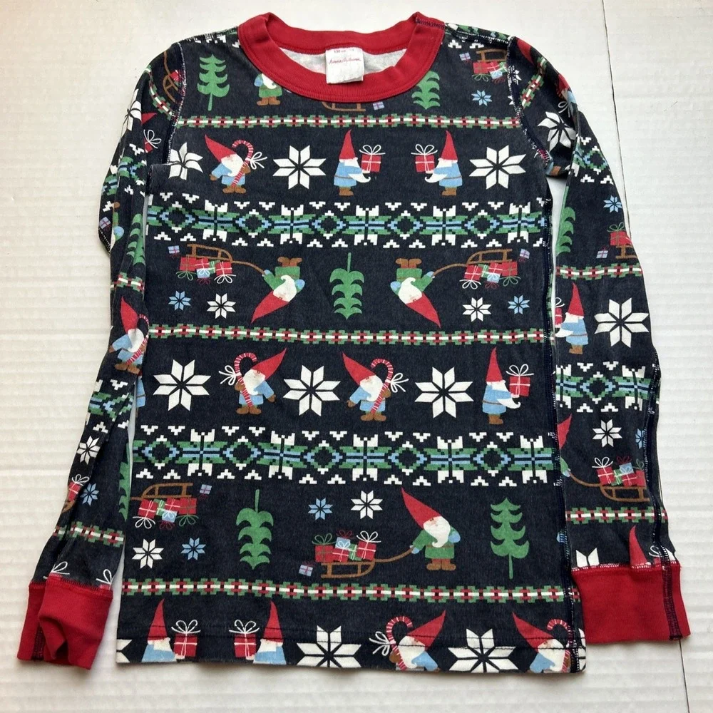 Hanna Andersson Kids Boys Pajamas Size 8 Christmas Gnome 2 pc Set Holiday Cotton